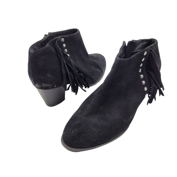 Vionic Womens Upright Faros Fringe ankle Boots Black 322FAROS Size 7 suede - Picture 1 of 10
